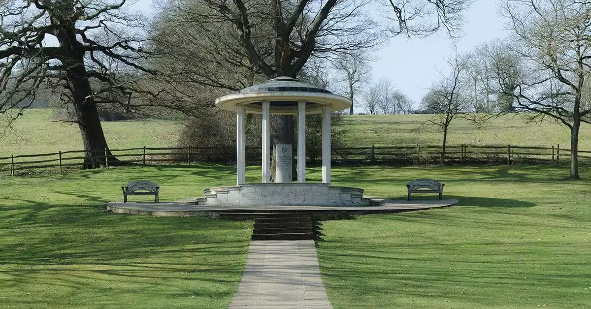 Magna Carta Memorial - stone pillars and root